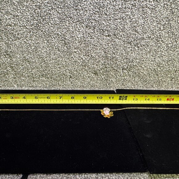 Gold Tone Necklace with pink rose filigree flower pendant 18" Chain  JW1478 - Picture 9 of 9